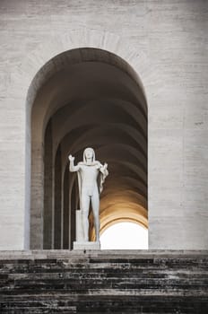 view fo the monumental design of Palazzo della civilt� Italiana in Rome