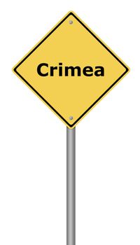 Yellow warning sign with the text Crimea.
