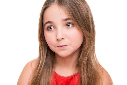 Portrait of funny lovely little girl in studio