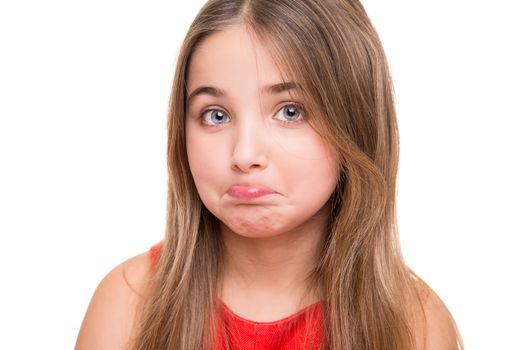 Portrait of funny lovely little girl in studio