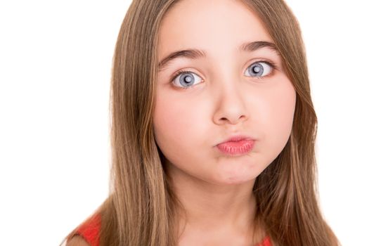 Portrait of funny lovely little girl in studio