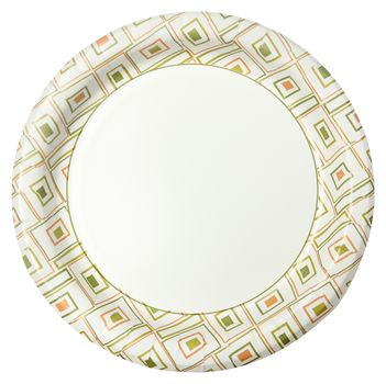 Disposable Paper Plate Over White Background