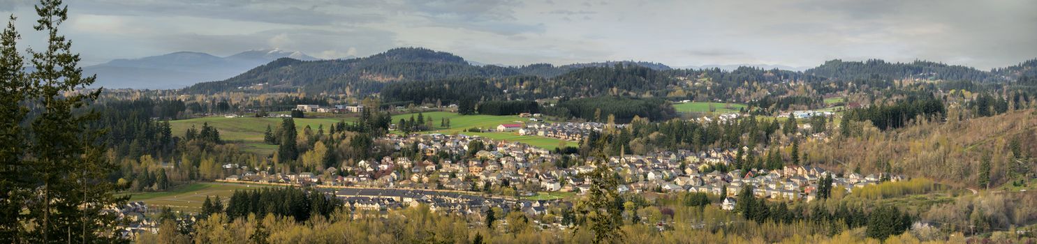 Happy Valley Suburban Residential Subdivision in Clackamas County Oregon with Mount Talbert Panorama