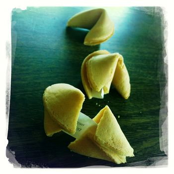Fortune cookies on table top