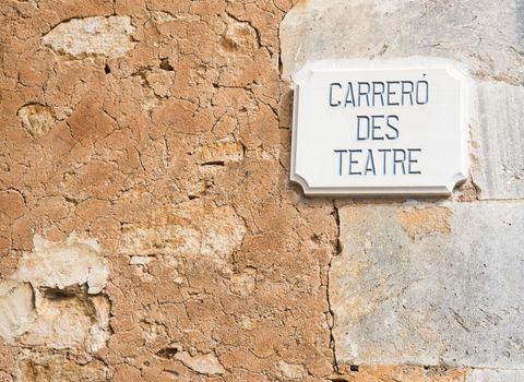Old wall Carrero des teatre in Santanyi, Mallorca, Balearic islands, Spain.