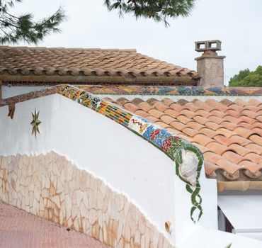 Mosaic decor on building. Mallorca, Balearic islands, Spain.