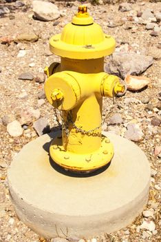 Yellow fire hydrant in drought ridden Nevada desert