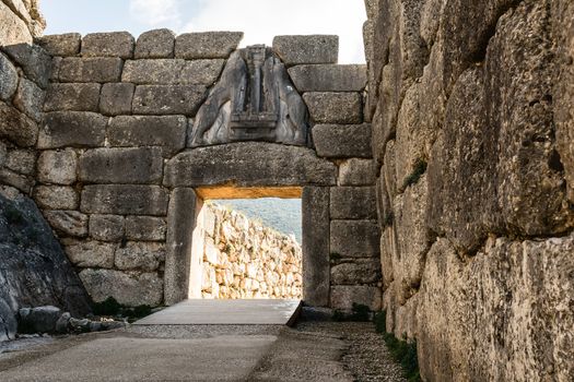 Lion gate picture in Mykines, Greece