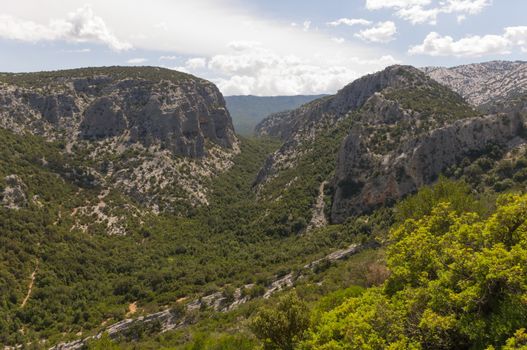 Canyon near the village Sardinian Nuraghe tiscali
