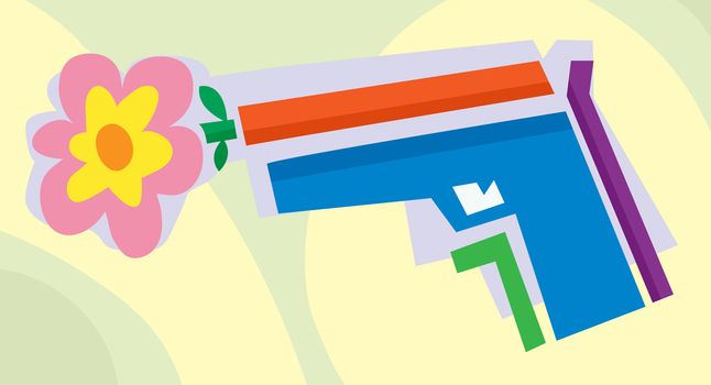 Abstract flower inside of a handgun illustration