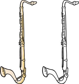 Bass clarinet woodwind instrument on white background