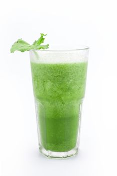 Pennywort or asiatic herbal Smoothie in glass, Helathy drink on white background 