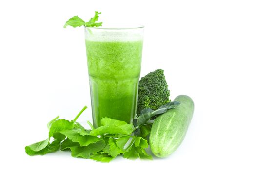 Smoothie juice and healthy drink on white background