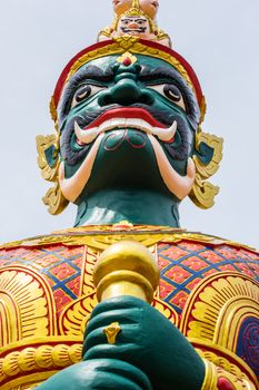 Face of Green Demon Guardian is at Thai Temple in Malaysia