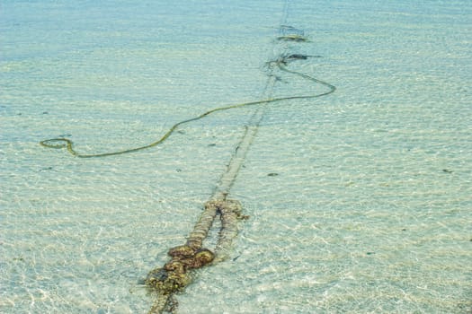 Mooring rope into the sea