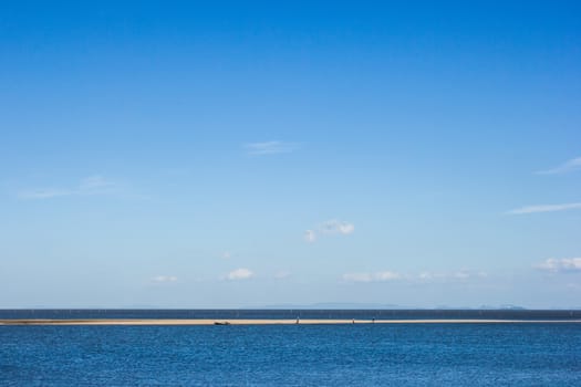 People visit beautiful beach and blue sea