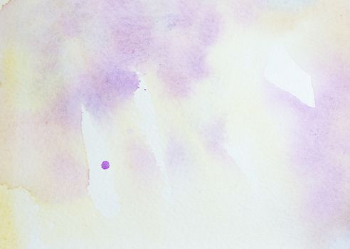 Abstract watercolor background in pastel shades of soft yellow, purple, pink for spring or Easter.