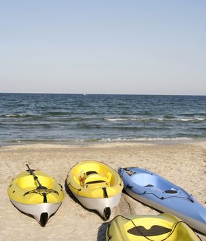 Canoe on an empty beach.