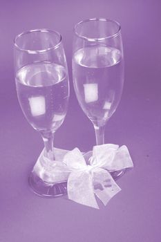 New year party with champagne glasses