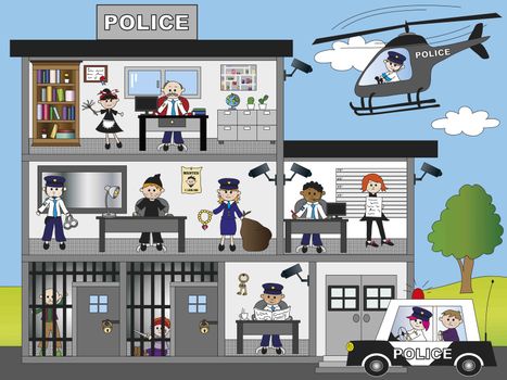 illustration of funny police station 