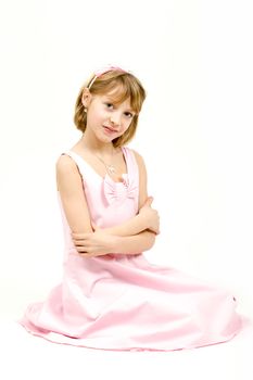 Studio portrait of young beautiful girl with nice eyes on white background