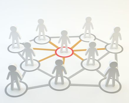 Social network community head men on white background, 3d people concept