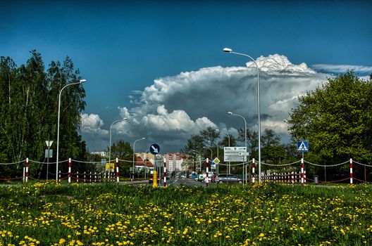 The storm is coming over the city