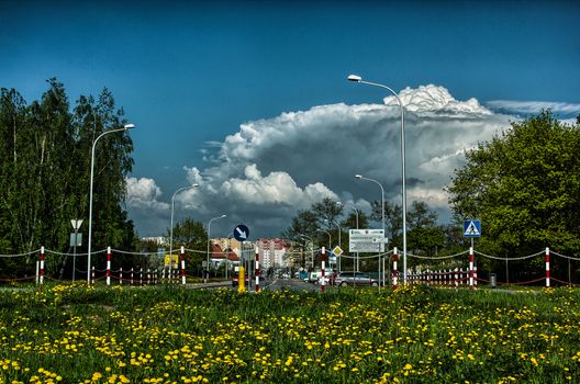 The storm is coming over the city