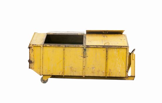 Steel bin in recycle on white background