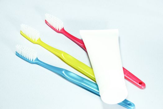 toothbrush set on whith scene,shallow focus