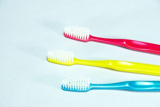 toothbrush set on whith scene,shallow focus