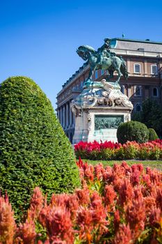BUDAPEST, HUNGARY - AUGUST 2: The statue of Prince Eugene of Savoy in front of Buda Castle, Nudapest, Hungary