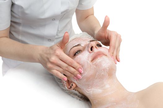 beauty salon, facial massage with scrub mask