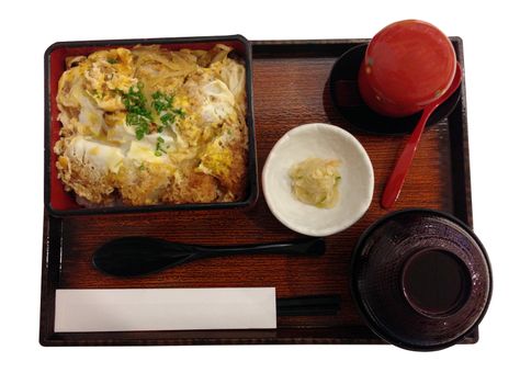 bento set with fried pork and egg, japanese lunch set