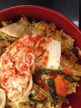 the fried rice with gmichi and pork, korean food