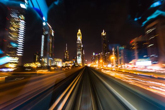 DUBAI, UAE - NOVEMBER 14: Dubai Metro as world's longest fully automated metro network (75 km) on November 14, 2013, Dubai, UAE.