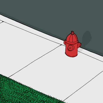 Background cartoon of fire hydrant near street on sidewalk