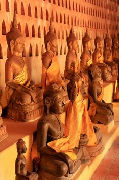 Buddha statues in Wat Si Saket, Vientiane, Laos, Southeast Asia