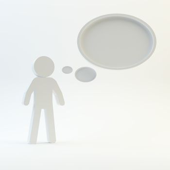 Person with bubbles on white background, 3d people concept