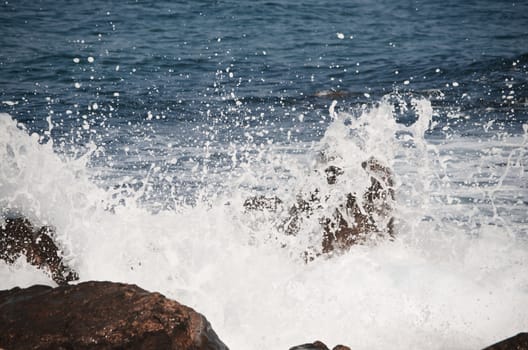 Photo of the Deep Blue Colour Wavy Sea