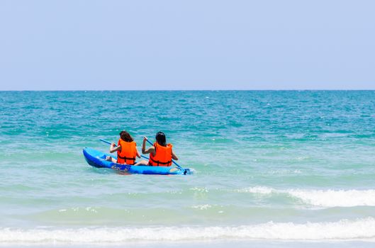 Sea kayak in thai ocean sai kaew beach