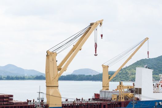 industrial cranes on sky background of thailand