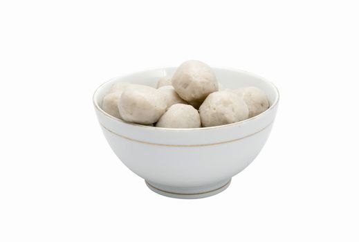 Meat balls in the cup on white background
