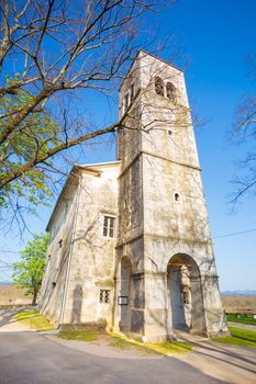 Church of saint Elija from 1802 in village of Kopriva, coast and the karst region of Slovenia, Europe.