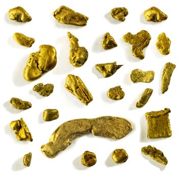 collection of alluvial gold nuggets found in France