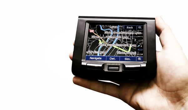 Gps in a man hand. Find your way !