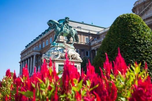 BUDAPEST, HUNGARY - AUGUST 2: The statue of Prince Eugene of Savoy in front of Buda Castle, Nudapest, Hungary