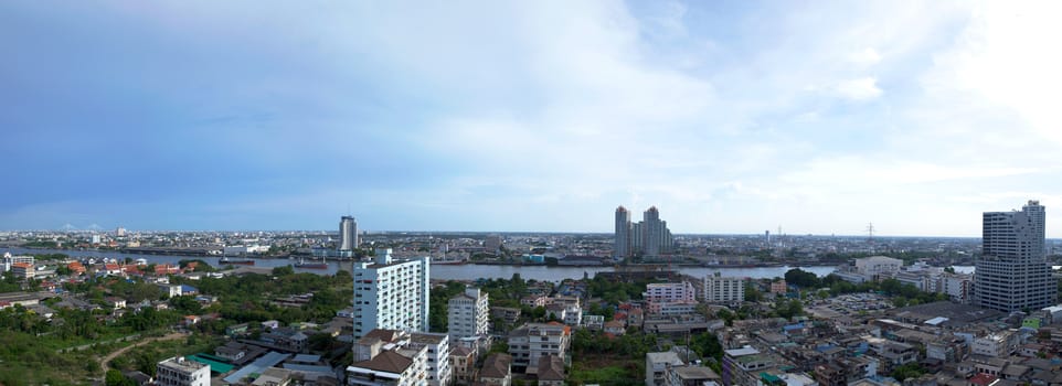 panorama bangkok city at day.bangkok city at day on blue sky.