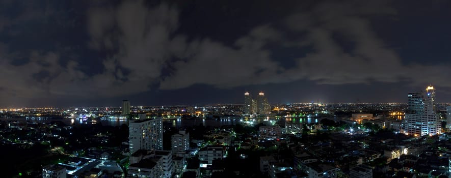 panorama bangkok city at night.bangkok city at day.