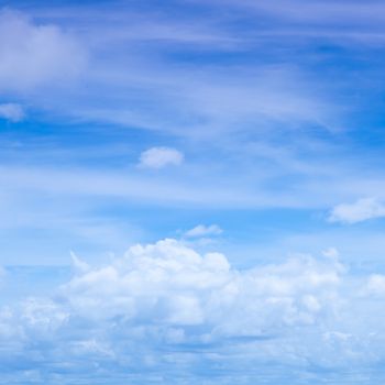 Sky and clouds. Floating cloud cover. Spread across the sky on clear. In the summer.